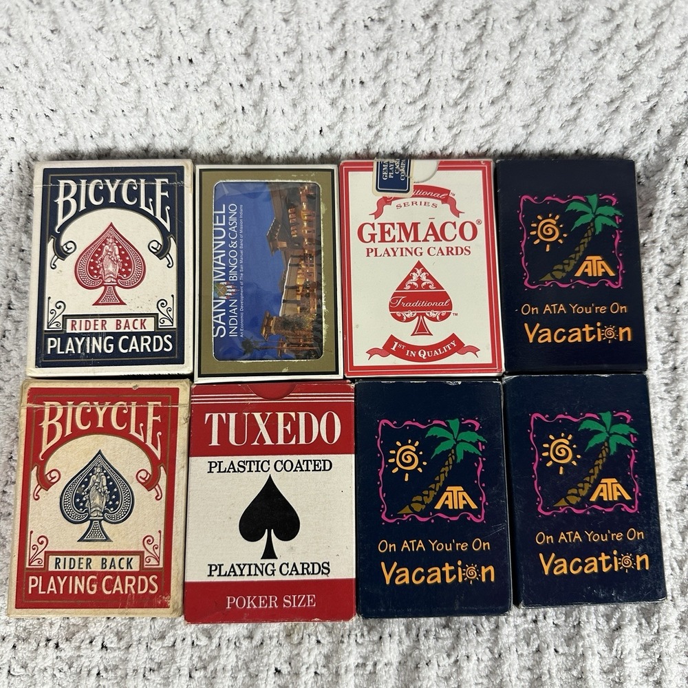Lot Vintage Playing Cards Bicycle Gemaco Casino ATA Airline Decks 8